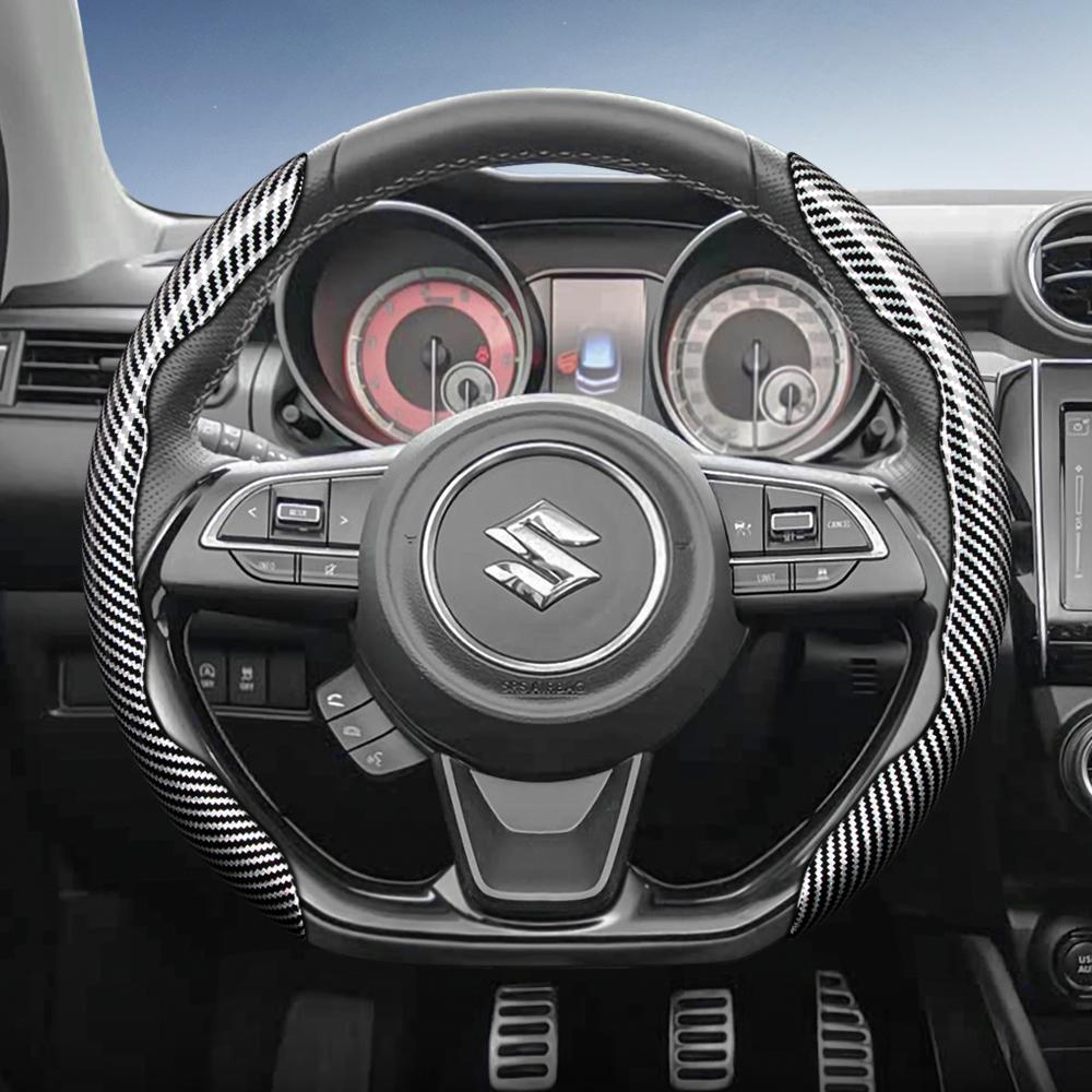 Zkfan8 Geeignet für Suzuki Lenkradabdeckung mit Karbonfaser-Textur und segmentiertem Schnellverschluss-Design für Wagon R Swift Ertiga Brezza Baleno Fronx