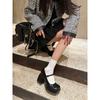 Spring Summer Black Chunky Heels New Line Buckle Mary Jane Shoes Shallow Mouth Single Shoe Women Round Head