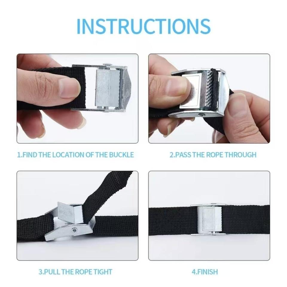 3 Pieces of1M Buckle Fastening Straps for Cars, Motorcycles, Bicycles, Metal Buckles, Trailer Ropes, Strong Luggage Straps