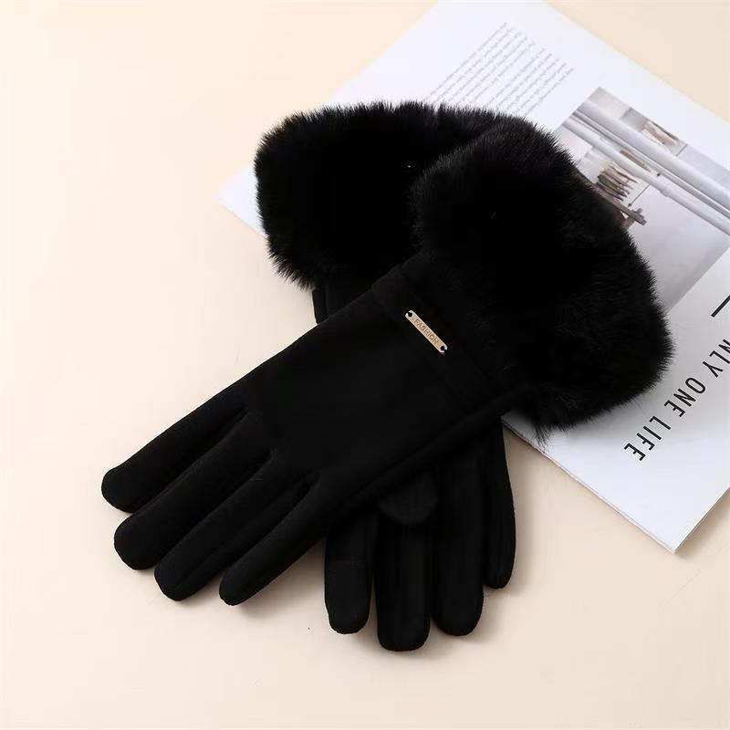 

Warm Gloves for Women with Fleece Thickening Cold Protection Touch Screen Warm Gloves for Going Out Cycling Gloves onesize чорний