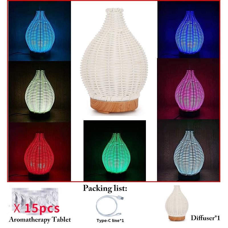 Difuzor de ulei ential Umidificatoare de ceață de aromă din ratan Difuzoare de aromoterapie Waterl Protecție de oprire automată pentru casă