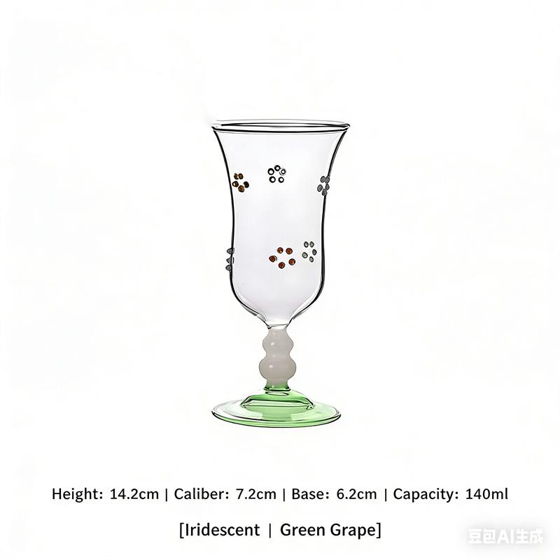 

INS Style Color Stemmed Cocktail Glass High Borosilicate Heat-resistant Glass Dessert Cup for Home Bar Party 301-400ml