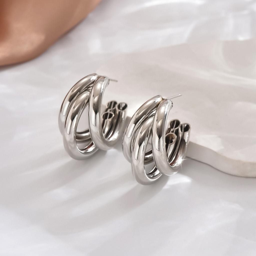 Elegant Gold Color Circled Hoop Earring for Woman Metal Elegant Vintage Geometric Statement Luxury Earrings Party Jewelry Gifts