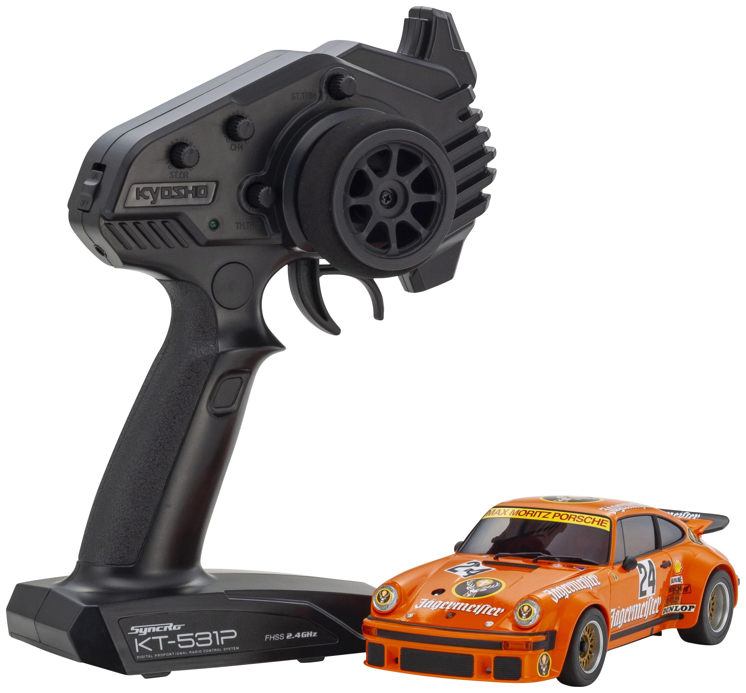 

Kyosho RWD Readyset Porsche 934 RSR Turbo 1976 Jagermeister Electric Radio Control 32368EM Mini-Z MR-04 #24