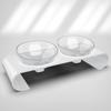 Pet Cat & Dog Transparent Double Bowl - Angled Food & Water Feeder with Neck Protection