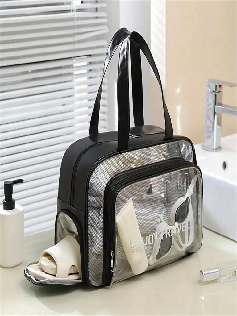 1 Pvc Waterproof Storage Bag Portable Large-Capacity Toiletry Bag with Shoe Compartment and Zipper Flap Pocket Pants for Gym