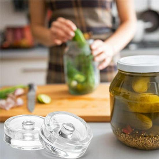 Cross-border E-commerce Glass Fermentation Weight with Easy-Grip Handle for Wide-Mouth Mason Jars Food Storage