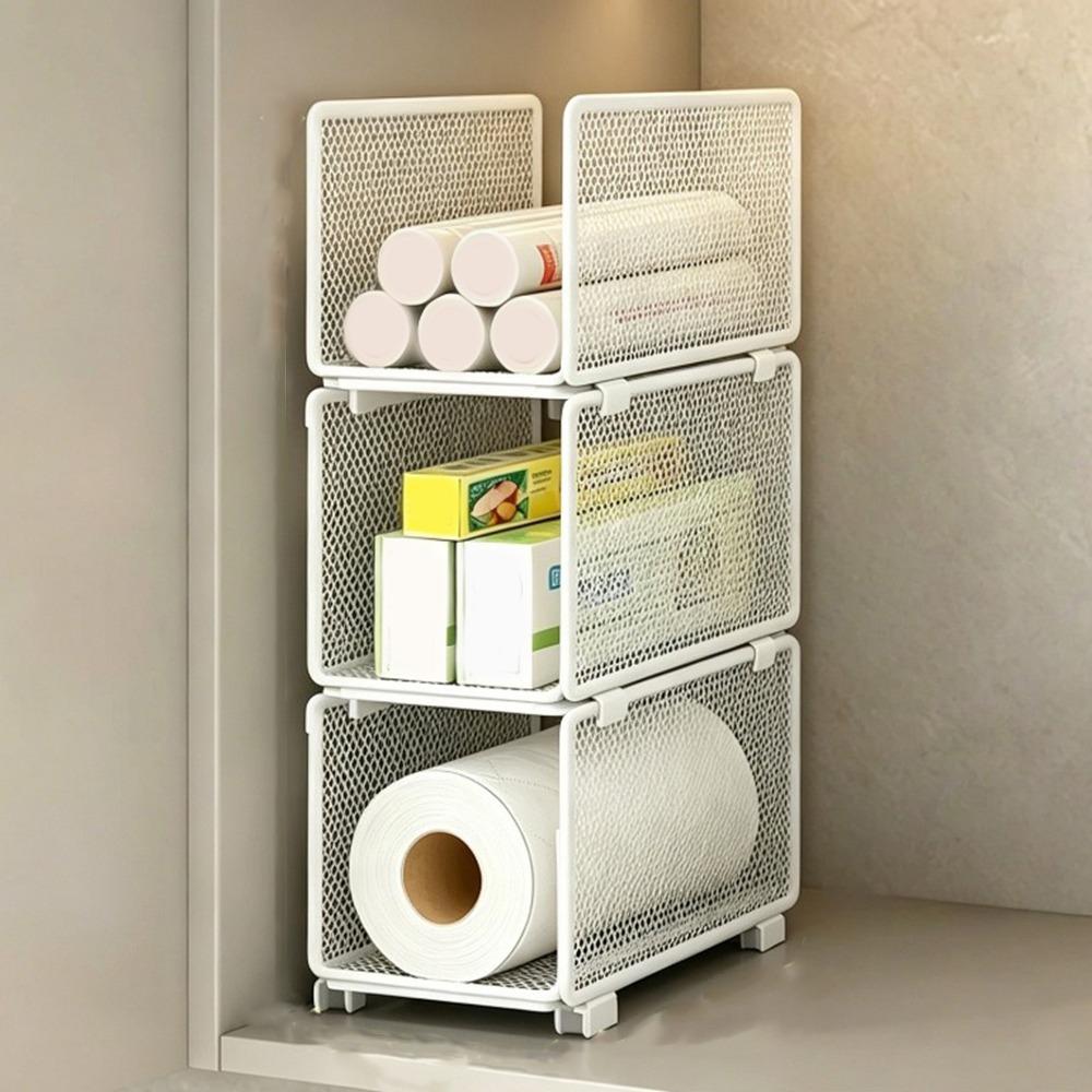 Multi-Layer Plastic Wrap Storage Rack Iron Vertical Storage Rack Cabinet Organizer for Kitchen