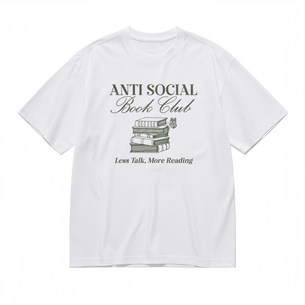 

Women s Trend Comfy Classic T-Shirt Reading Focus Design With Butterfly Art Tee L