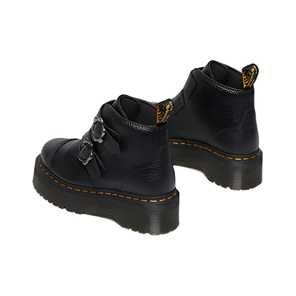 Dr. Martens Fusion Leather Floral Buckle Short Boots Women boots Black 27642001
