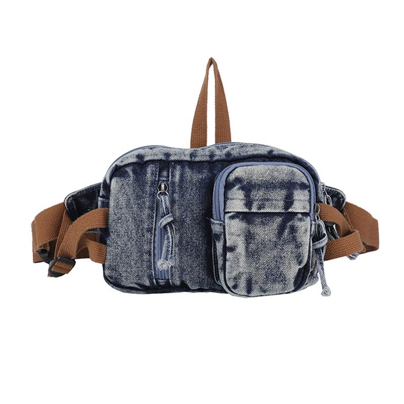 

Винтажная джинсовая нагрудная сумка женская спортивная на плечо кроссбоди поясная сумка сумка для мобильного телефона темно-синий