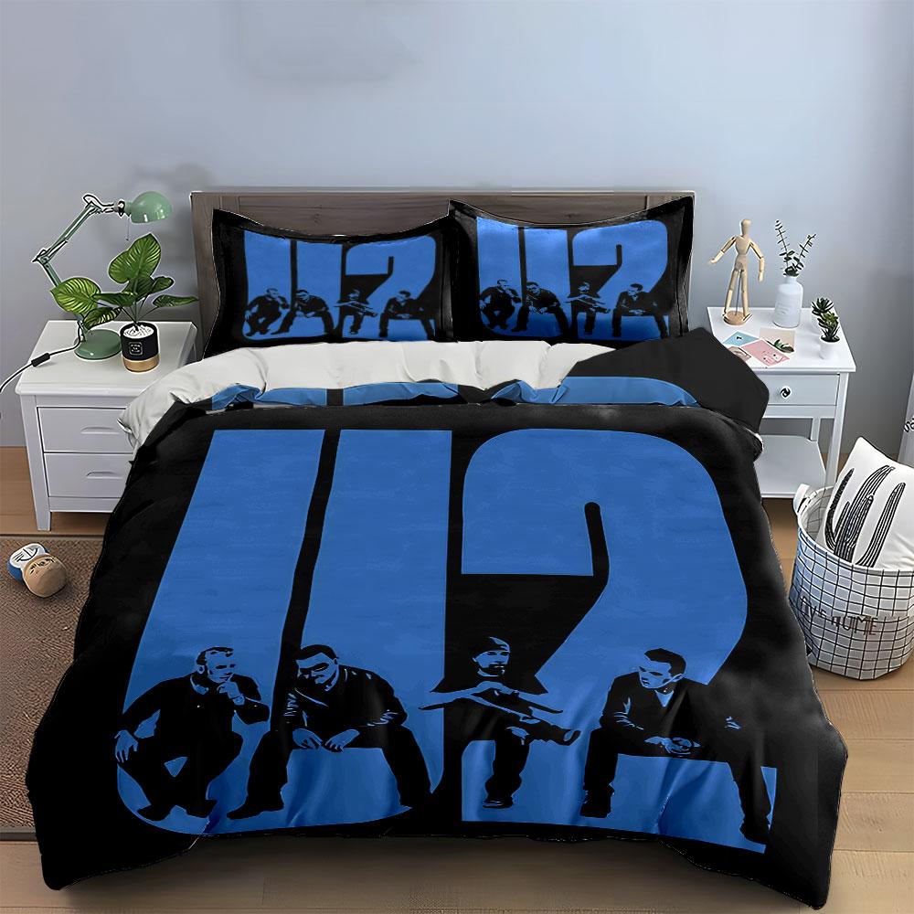 Blue U2 Band Members Design Bedding Duvet Cover Set Duvet Cover Pillowcases (1*Duvet Cover 2*Pillowcases, without duvet insert)