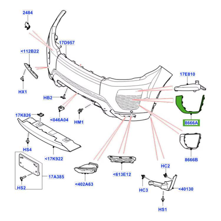 LR079374 LR079386 Nebelscheinwerfer-Abdeckung für die Frontstoßstange für Land Rover Range Rover Evoque