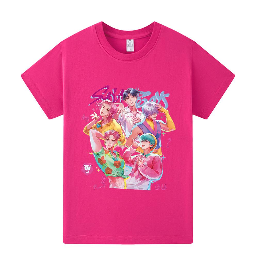 A1207 Kids Boys Girls Sajaboys Kpop Rumi Zoey Mira Print Short Sleeves T-shirt