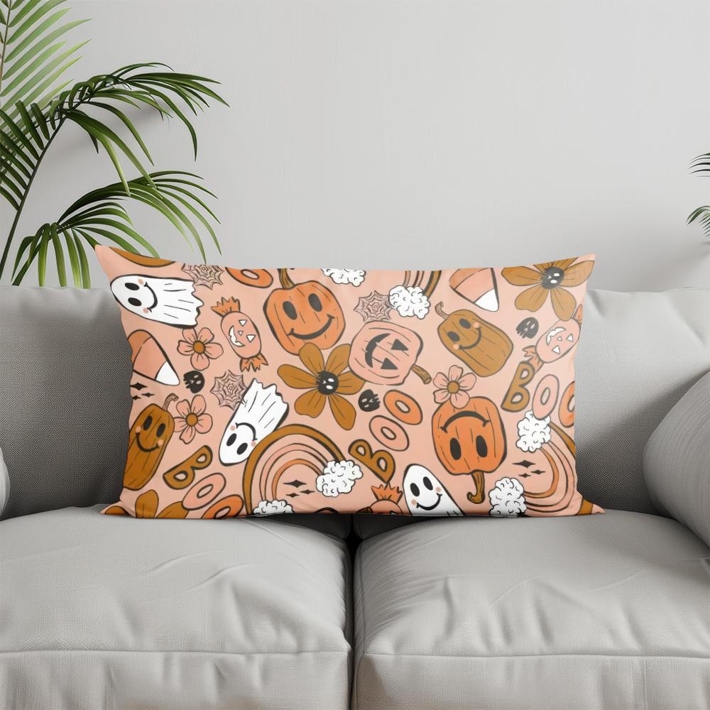 Home Decor Halloween Pumpkins Pattern Pillowcase Suitable For Sofa Bedroom Car Pillow Cover Cushion Rectangular Back Cushion