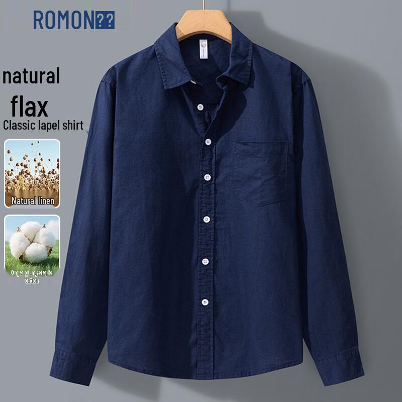 Romon Men s Old Money Style Cotton Linen Short Sleeve Shirt M