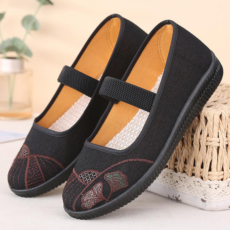 Neue Beijing Stoffschuhe Damen Sommer atmungsaktiv flachmündig Fischer Schuhe weiche Sohle rutschfest Einschlupfschuhe