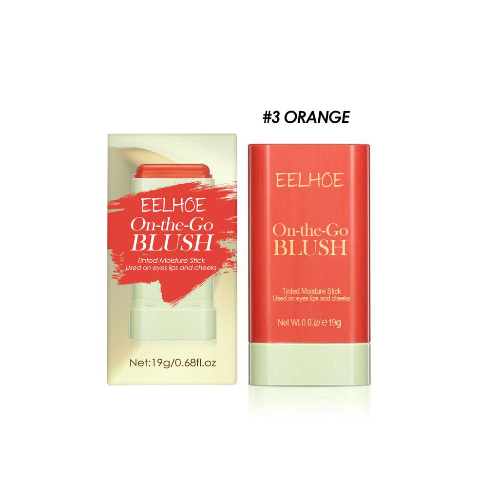 Lightweight Natural Blush Stick, Nude Look Brightening Contouring 3D Highlight Fine Waterproof Multi-Use Blush Stick
