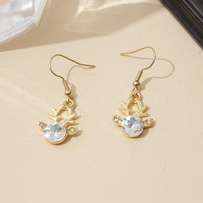 

European & American Long Antler Alloy Christmas Earrings for Women