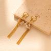 Modern Geometric Tassel Earrings For Women Simple Pearl Gold Design