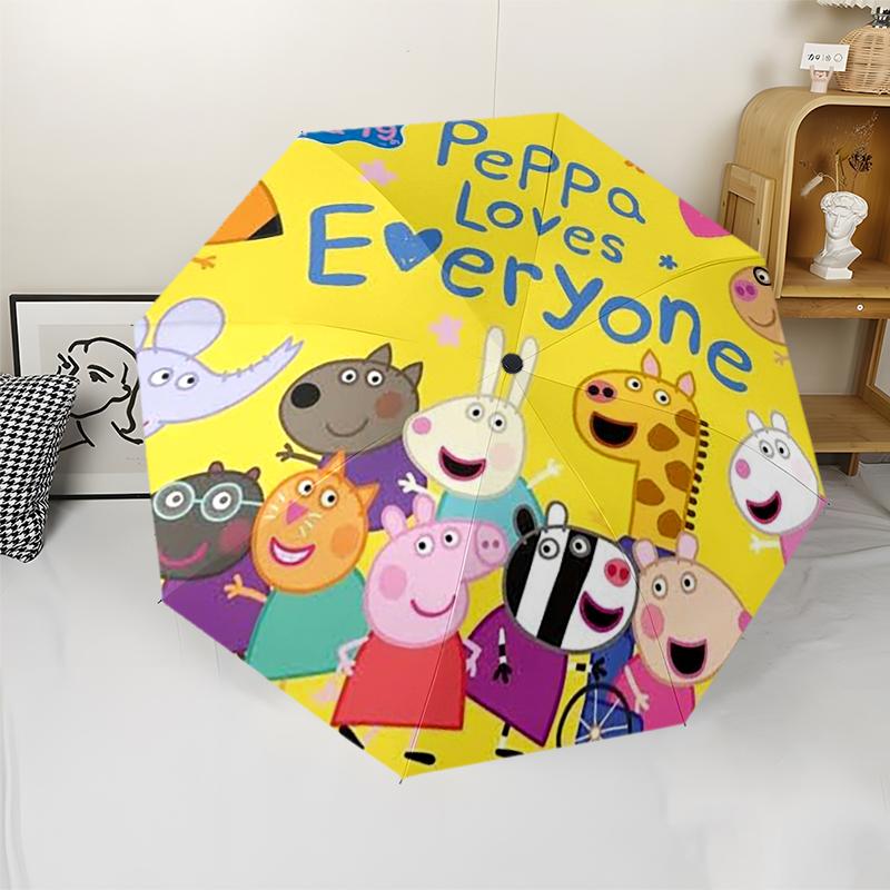 Peppa Pig Theme Automatic Umbrella, Lightweight & Portable, 8 Rib, Perfect for Outdoor Travel, Birthdays, Christmas, Gifts.