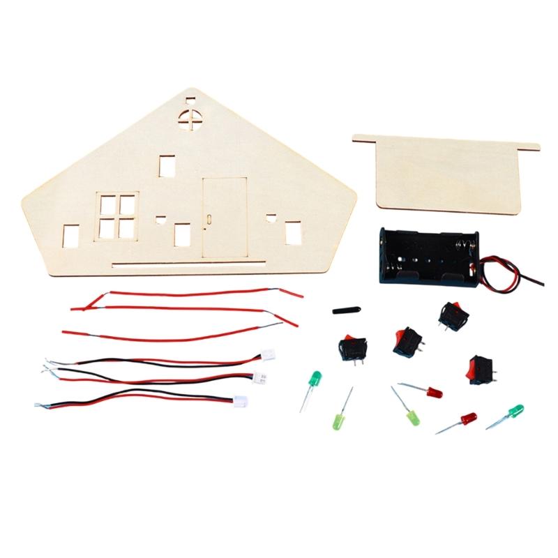 

Kids Physics Toy Wooden DIY House Building Kits With LED Lights Educational STEM Activity For Boys And Girls 1