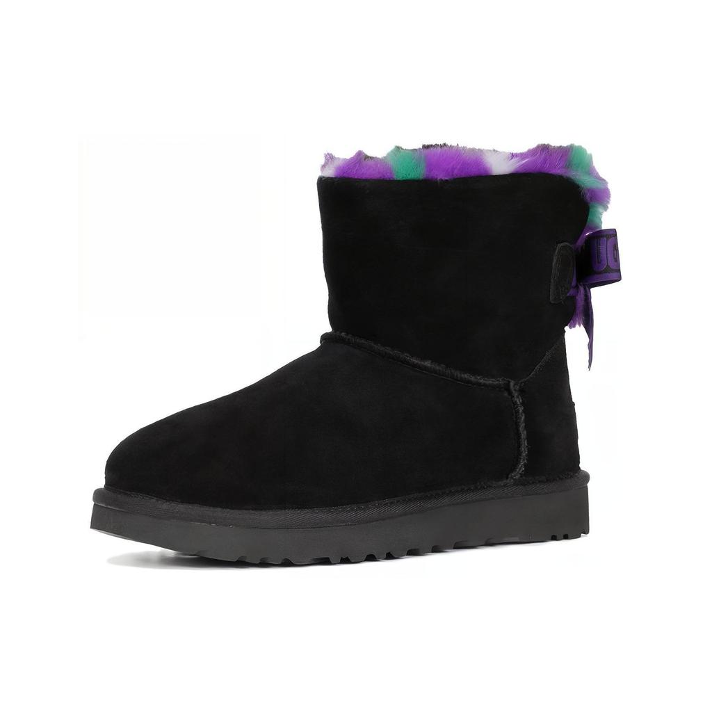 UGG Mini Bailey Bow Plaid Punk Boot 'Black Purple' Women's 1130594-BLK