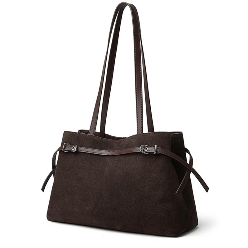 Hifashion Cowhide Suede Genuine Leather Large Tote Shoulder Bags For Women 2026 Luxury Designer Matte Shopping Ladies Handbags