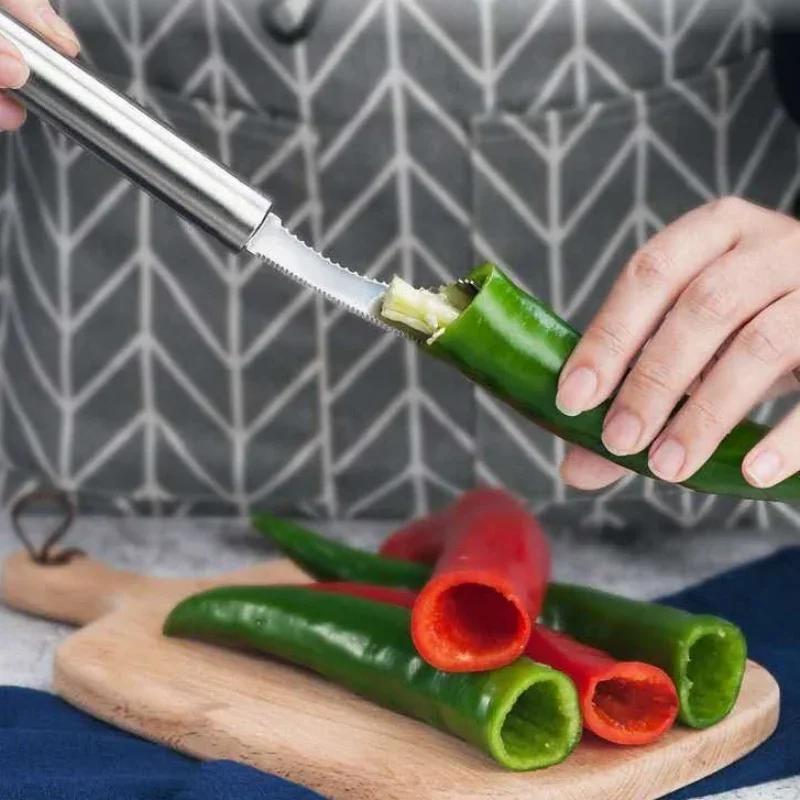 Pfeffer Entkerner Jalapeno Pfeffer Entkerner Werkzeug Chili Entkerner Scharfe Kante Küchenhelfer Samenentferner Gemüse Oberteil abschneiden