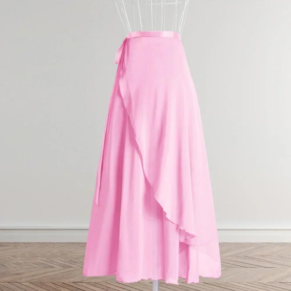 Chiffon Ballet Tutu Dance Skirt Dance Skate Wrap Scarf Gymnastics Ballerina Lyrical Long Ballet Skirt Women Ballet Dance Dress