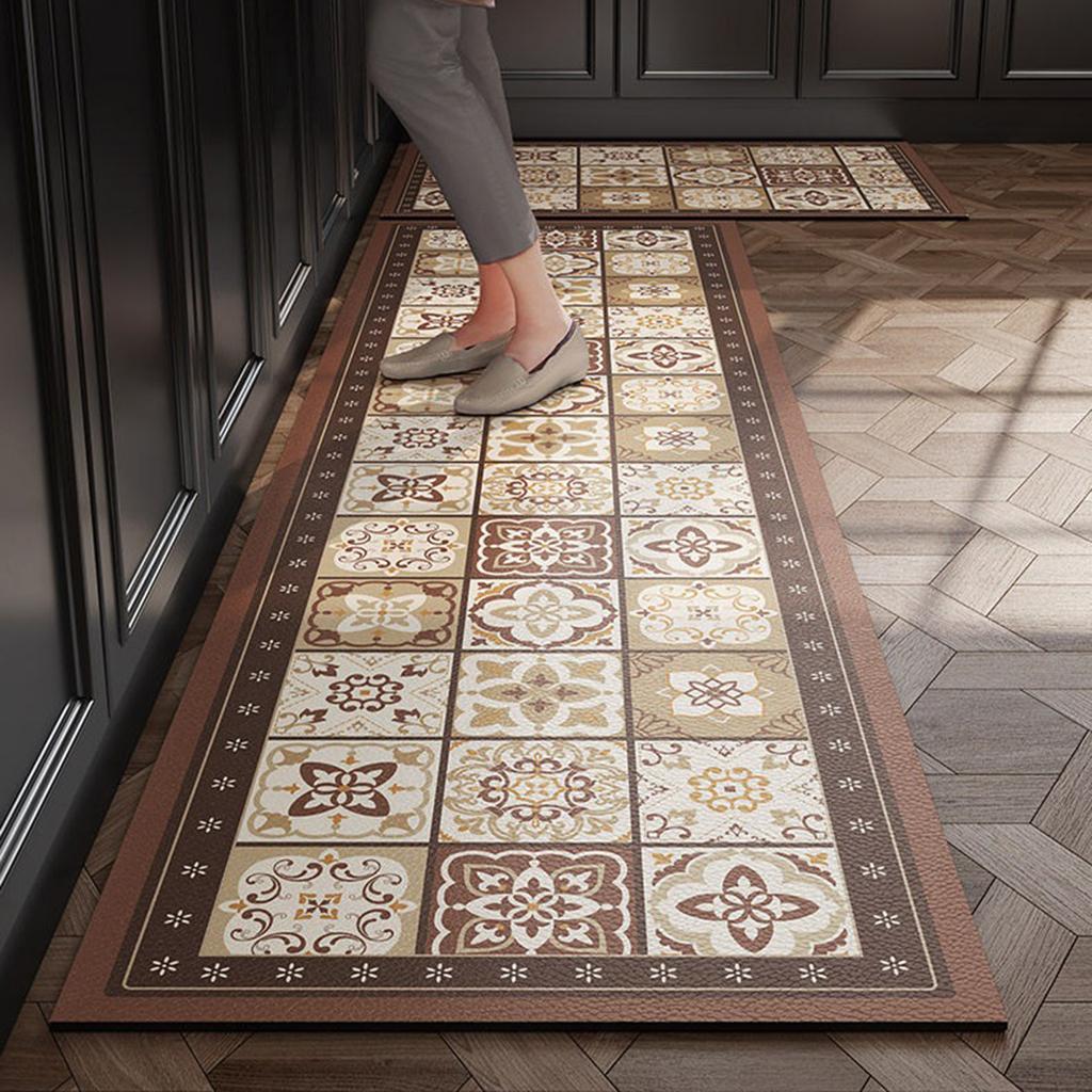 Anti-slip Rugs Kitchen Floor Mat Geometric Pattern Plaid Long Rug Oil-proof Waterproof Non-slip Carpet Home Decor