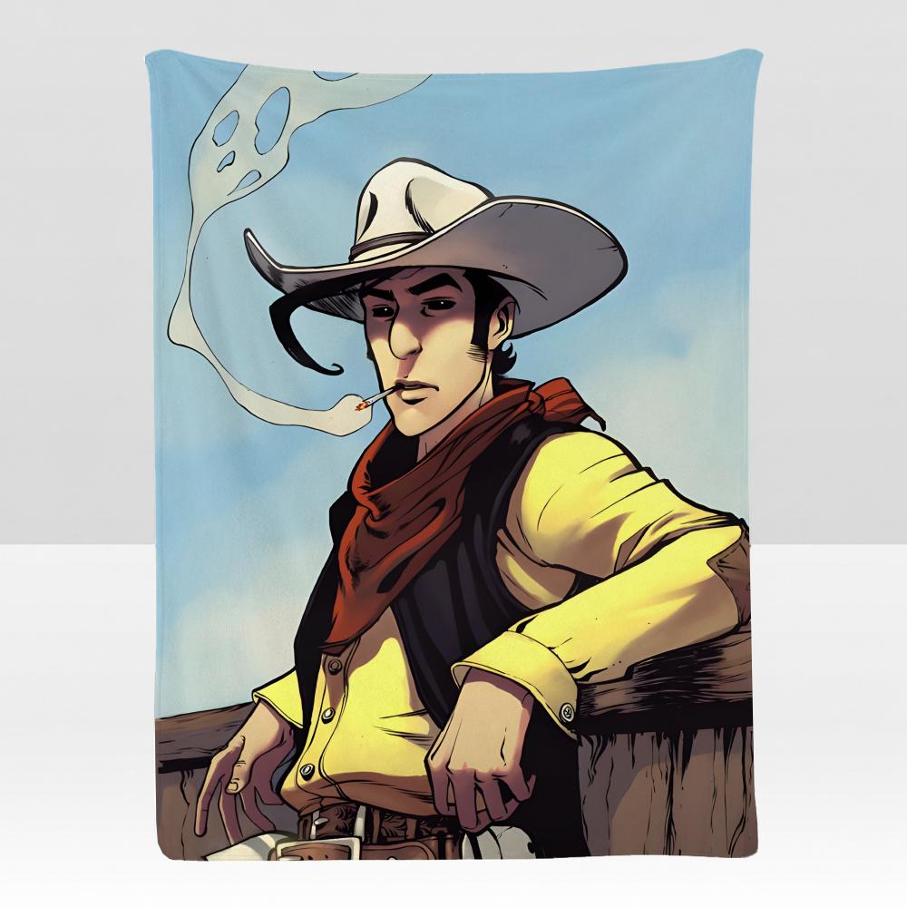 Comic LLucky LLuke Weiche Flanelldecke für Bett Schlafzimmer Sofa Picknick Überwurf Hautfreundlich Atmungsaktiv Geschenk Decke