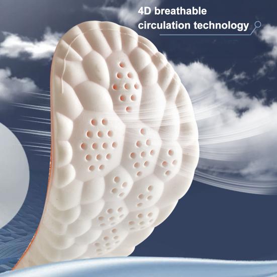 4D Cloud Comfort Insoles with Arch Support Shock-Absorbing Breathable Shoe Inserts for Men Women Non-Slip Anti-Odor Foot Protection Insoles for