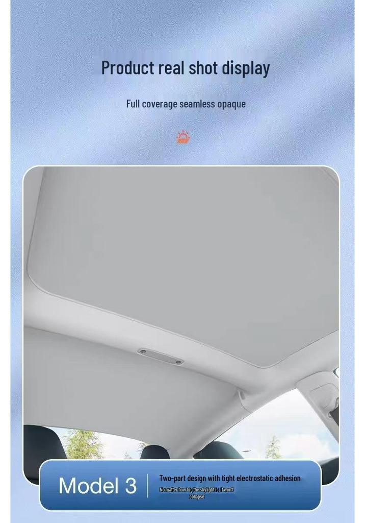 Electrostatic Sunshade for Tesla Model 3/Y Roof