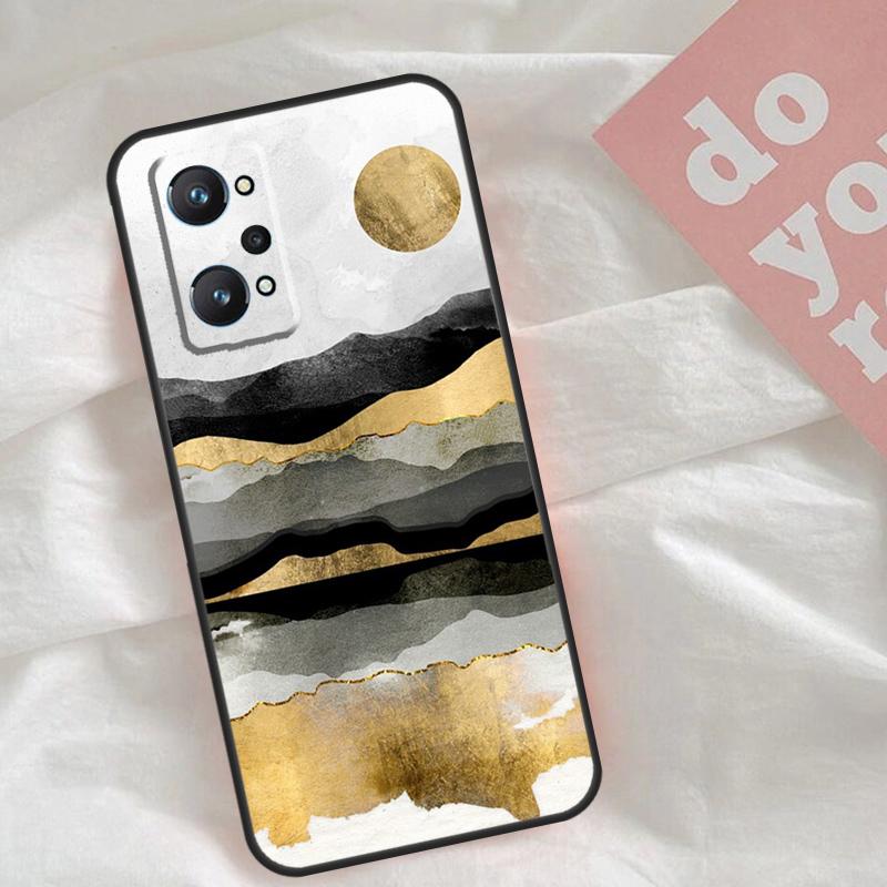 Gold Landscape Painting Case For Realme C51 C75 C63 C61 C55 C53 C35 C65 C67 C71 15 11 12 13 14 Pro Plus GT6 GT7 Pro