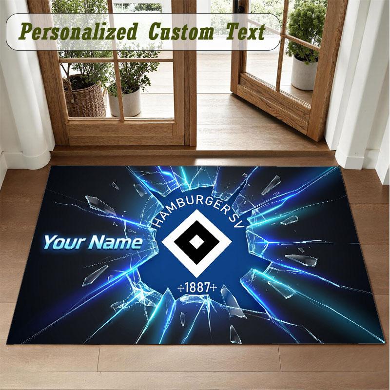 Crystal Velvet Square Rug Custom NameHamburger SV Pattern Non Slip Home Floor Decor Rug