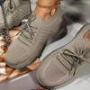 Large Size Women's Shoes Sports Shoes Women's Lace-up Mesh Thick-soled Casual Flying Woven Shoes Breathable Low-heeled Shoes