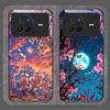 Moon Cherry Blossom Pattern Scenery Tempered Glass Phone Case for OPPO Reno 13 F 12 11 Pro 10 SE Find X3 Lite X5 A79 A58 Covers