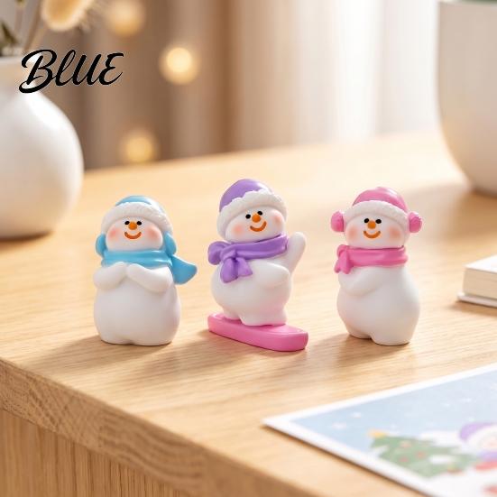 Durable Resin Craft Supplies Mini Snowman Figurine, Christmas Skiing Dolls, Small Desktop Car Miniature Figurines Dashboard Figurines, Micro Landscape