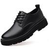 Men's Leather Shoes Spring British Platform Casual Derby Shoes Men's Dress Wedding Black Low Top Martin Boots