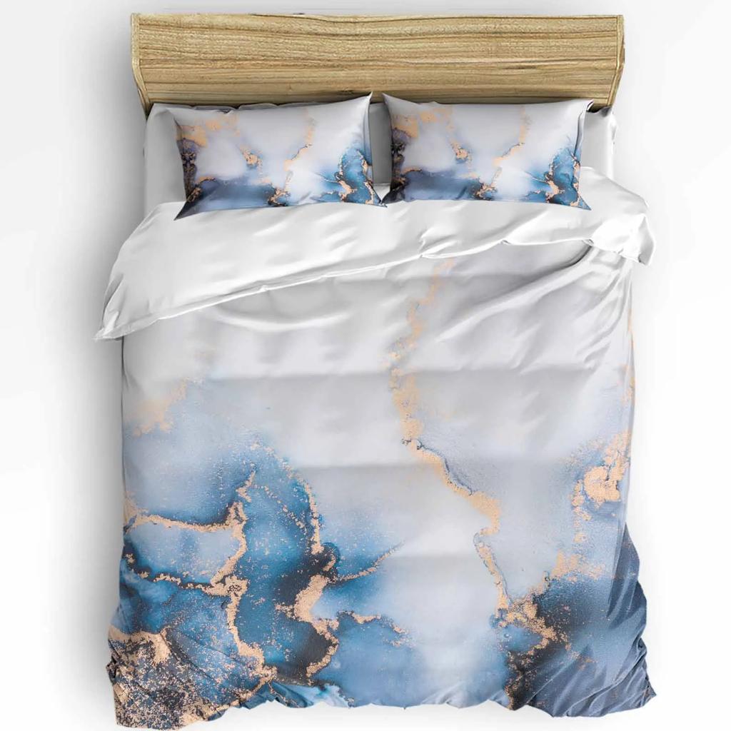 Marble Gradient Pink Duvet Cover With Pillow Case Custom 3pcs Bedding Set Quilt Cover Double Bed Home Textile