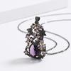 Elegant Purple Zircon Ladies Pendant Sweater Chain Black Gold Color Jewelry Personalized Accessories