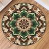 2D Modern Minimalistische Blumen Runder Teppich Boho Chic Fußmatte für Wohnzimmer Schlafzimmer Rutschfest Stilvolle Heimdeko Perfekt für Yoga