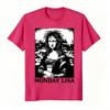 Summer Funny Tired Messy Hair Monday Lisa Print Men's T-Shirts Fashion Street Short-Sleeve Outdoor Casual Tops for Men's and Women's Tees Top