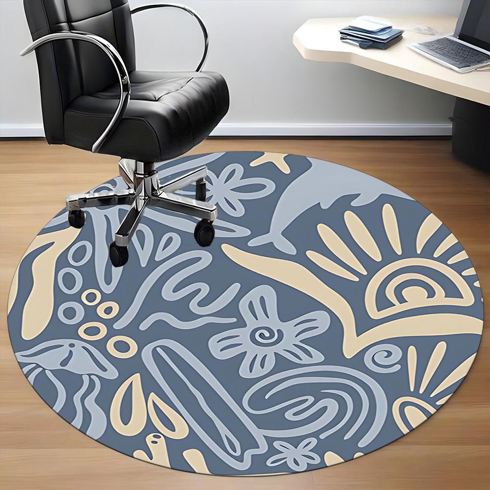 1pc Floral Patterns Office Round Area Rug, Indoor Mat Suitable For Office, Under Office Chairs Bedroom Living Room Home Decor, Room Deco