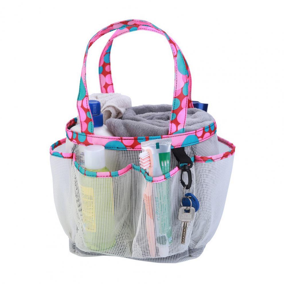 8Pocket Mesh Toiletry Bag Hanging Waterproof Bathroom Shower Bag Beach College Dorm Hanging Shower Organizer Portable Travel Bag
