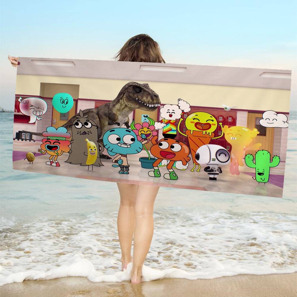 The Amazing Funny W-world Of Gumball Microfiber Blanket Quick Drying Beach Oversized Printing Super Absorbent Pool Towel Blanket