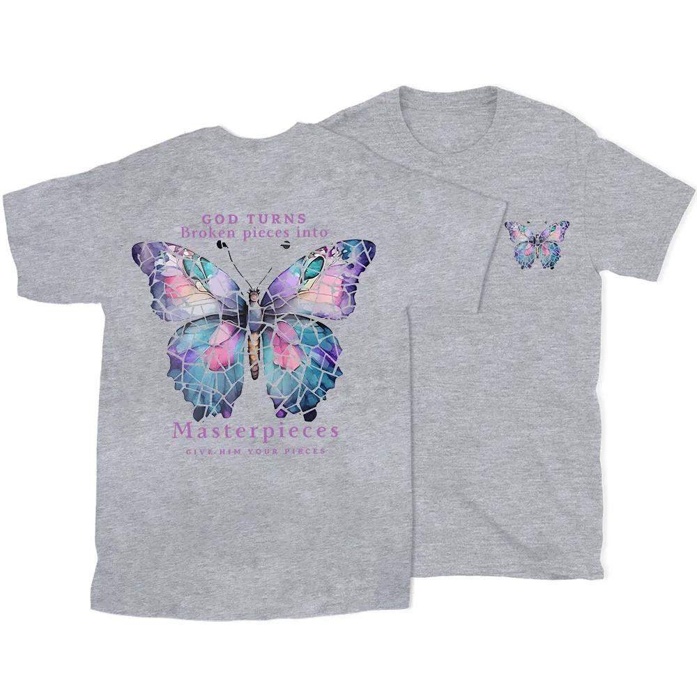 2026 New Summer Design God Turns Broken Pieces Into Highquality Christian Casual Breathable Unisex Crew Neck Tshirt