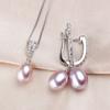 YWYC Horseshoe 8-9mm Rice Freshwater Pearl Earrings&Necklaces Jewelry Set for Women 925 Silver 45cm Pendant Necklace