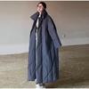Cappotto Lungo in Cotone Casual Oversize con Collo Alto da Donna Largo Monocolore Monopetto Spesso Maxi Cappotti Signora Inverno Caldo Soprabiti